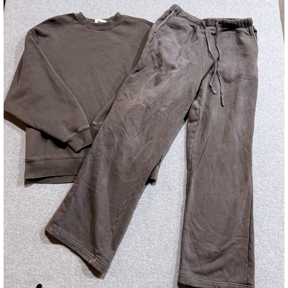 Elwood Mens Gray Heavyweight Sweatshirt & Wide Leg Sweatpants Track Suit Size M